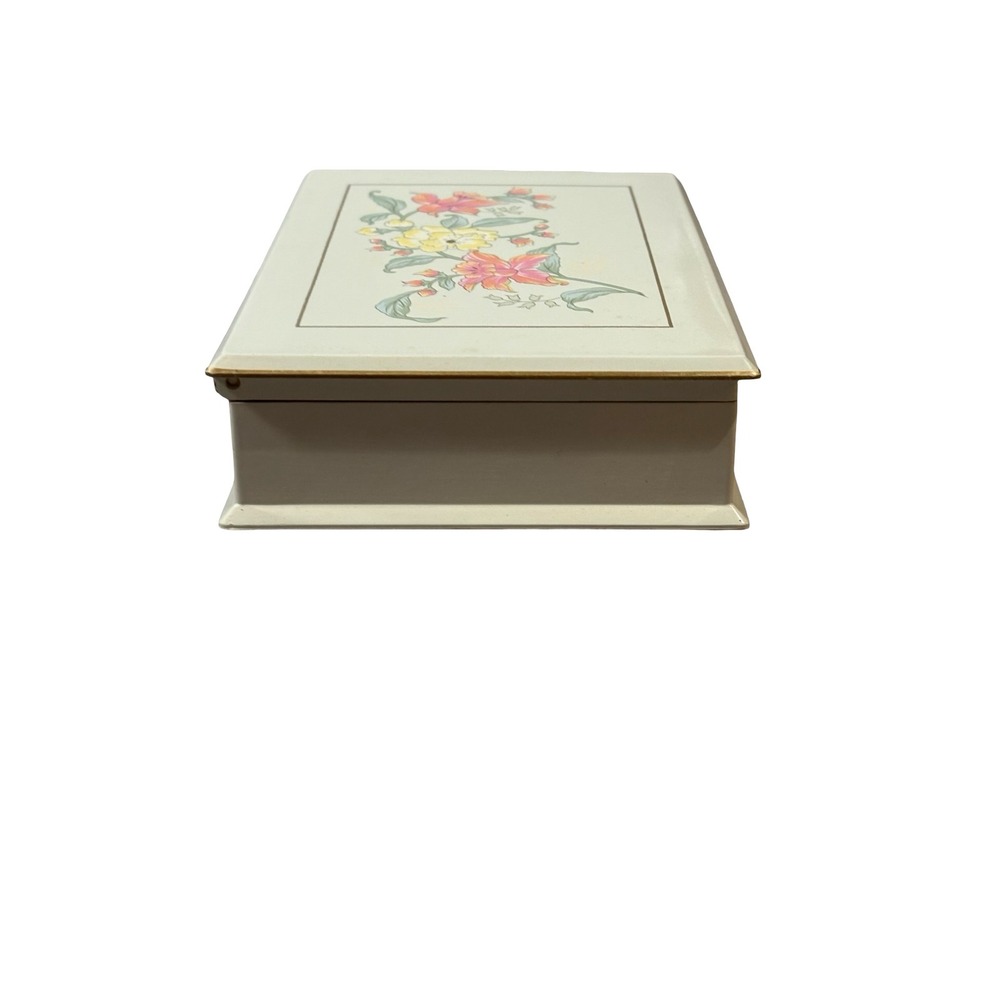 Otagiri Vintage Lacquerware Floral Jewelry Trinket Box Cream Gold OS - Picture 5 of 7